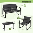 thumbnail image 3 of Costway Ensemble de Terrasse à Bascule 4 Pcs 2 Chaises Berçantes et Causeuse avec Table à Dessus en Verre Extérieur, 3 of 10