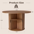 thumbnail image 3 of Hawsaiy 47" Round Dining Table for 4 with Sliding Door Storage Base, Waterproof Scratch-Resistant Wood Top, Modern Farmhouse Kitchen Dining Table, Walnut, 3 of 8