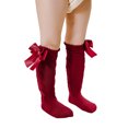 thumbnail image 1 of FOCUSNORM Baby Girls Knee High Socks Cable Knit Cotton Socks with Bow, 1 of 10