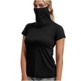 thumbnail image 3 of BiZtdJrK T-Shirts de Protection Solaire à Manches Courtes pour Femmes avec Masque Facial, Maillot Dermoprotecteur d'Extérieur, Chandail de Pêche et de Randonnée, Haut Court Décontracté d'Été, Noir, TG, Cadeaux pour Maman, 3 of 8