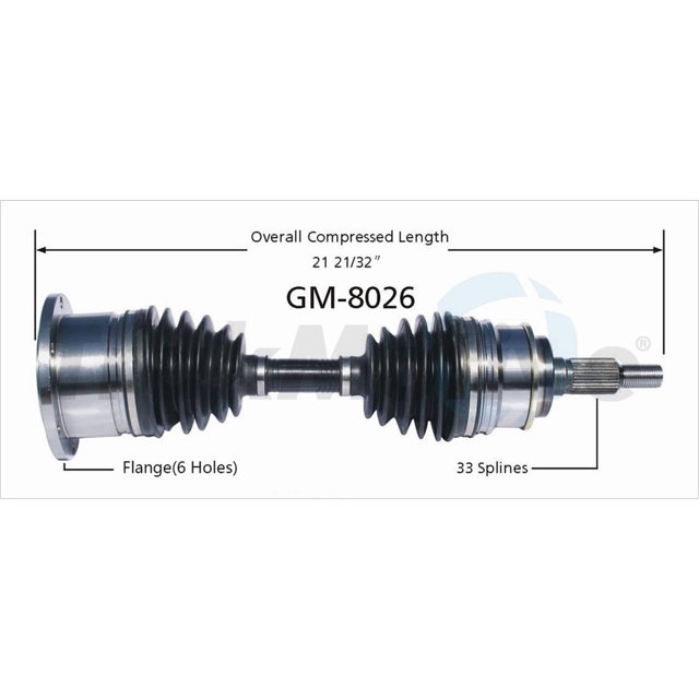 TrakMotive CV Axle Shaft GM-8026 Premium; OEM Replacement