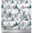 thumbnail image 1 of Soimoi Blue Rayon Fabric Tree & World Map Print Fabric by the Yard 56 Inch Wide, 1 of 3