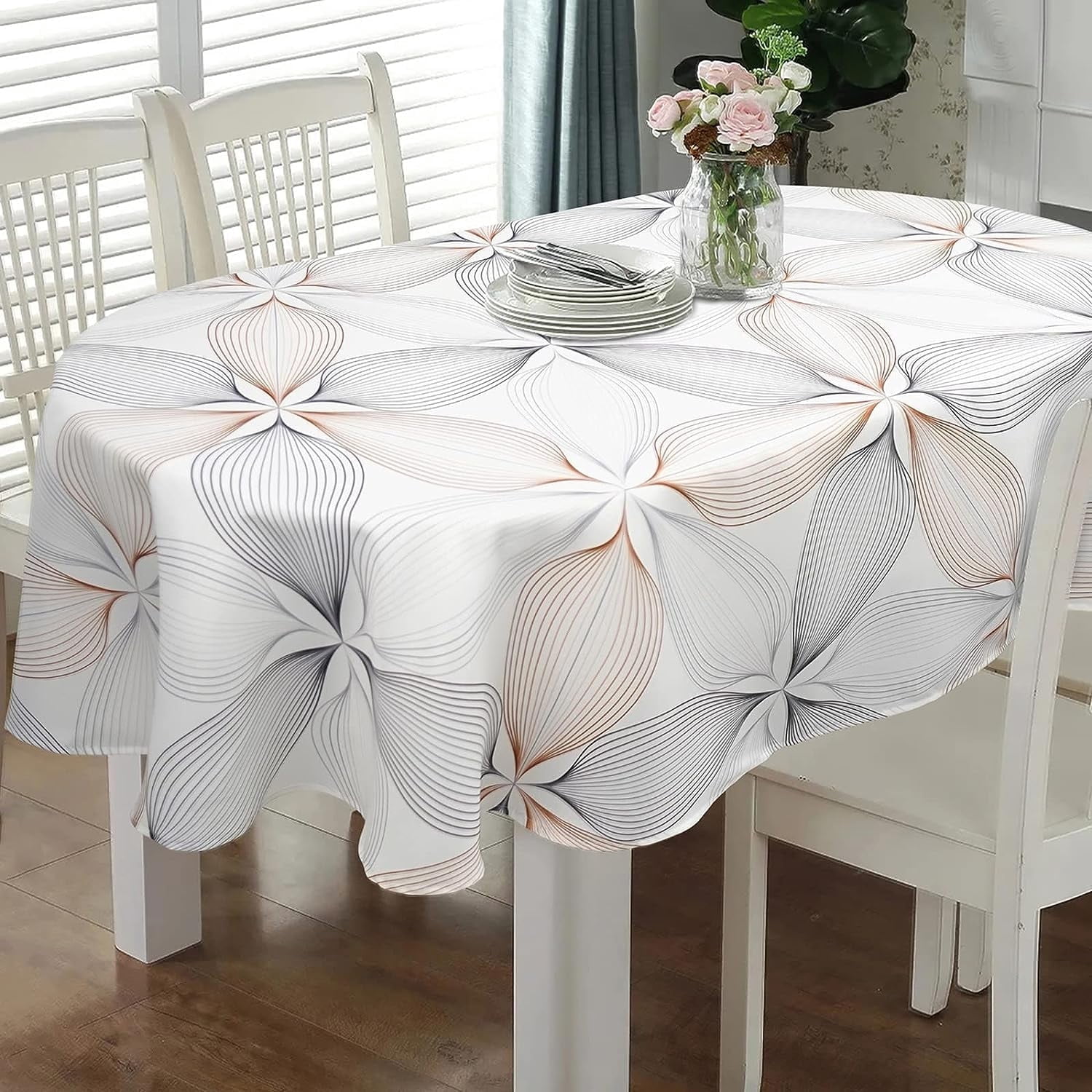 Oval Tablecloth 60 x 102 Inch, Modern Geometric Tablecloth for Oval Table, Fabric Wrinkle Free Washable Waterproof Tablecloth Oval Table Cloth for Dining Room Table