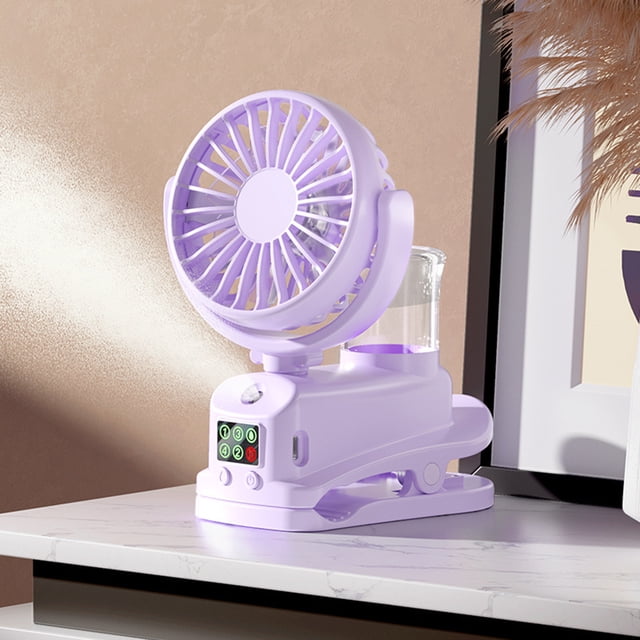 Multifunctional Clip Spray Fan F7 | USB Rechargeable Type-C | 360° Rotating Silent Mini Fan with 20ml Water Tank | Strong Wind 4-Speed Portable Cooling for Outdoor Home Office