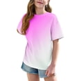 thumbnail image 3 of DecSea Girls Short Sleeve T shirt Kids Summer Oversized Gradient Crew Neck Tops Casual Basic Tee 5-14Years, 3 of 8