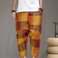 thumbnail image 2 of Birdeem Mens Pants Mens Fashion Drawstring Elastic Waist Solid Color Casual Retro Nationality Length Pants, 2 of 12