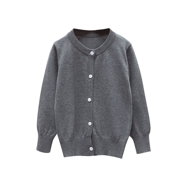 Tranfacy Chemises à Manches Longues pour Filles, Hauts d'Automne, Cardigan Tricoté en Molleton Uni pour Enfants à Manches Longues, Chandail à Col Rond, Chemises à Boutons