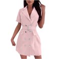 thumbnail image 1 of Gspmoly Robes pour Femmes Grande Taille, Tailleur pour Femmes à Lacets, Col à Revers, Boutons, Robe de Couleur Unie, Robes de Soirée pour Femmes Offres, 1 of 5