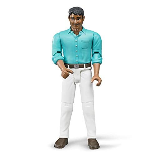 Bruder Toys - Bworld Realistic Medium Skin Tone Man with White Jeans Action Figure has Moveable Limbs and Can Grasp Objects - Ages 4+