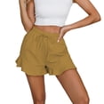 thumbnail image 2 of AherBiu Shorts for Women Trendy Elastic Waist Drawstring Ruffle Wide Leg Summer Casual Solid Color Loose Comfy Shorts, 2 of 5