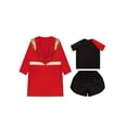 thumbnail image 4 of TiaoBug Kids Boys Boxing Uniform Set 3 Pcs Long Sleeve Open Front Hooded Cloak Robe with T-shirt and Shorts Red 16, 4 of 5