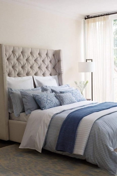 Fable Darcy Stripe Duvet Cover Set. Sky Blue. King Size.