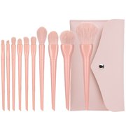 10 Pieces Beauty Make Up Brushes with Makeup Brush with Long Long Handle Portable Powder Cosmetics Set Supply for Professional Outdoor Travel Pink