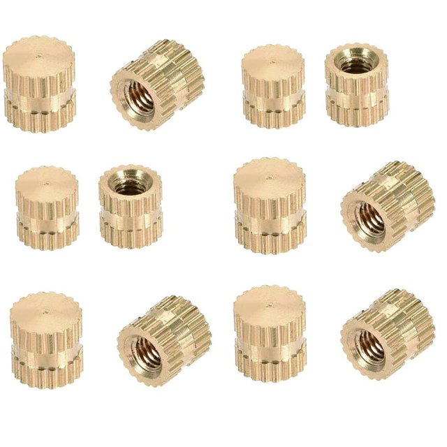 Wekity M4x5mm Female Thread Knurled Nuts,100PCS Hx5mm OD Brass Threaded Insert Embedment Nuts Hydraulic Welded Joint Injection Molding Assortment Kit for 3D Printing Injection Molding-0621