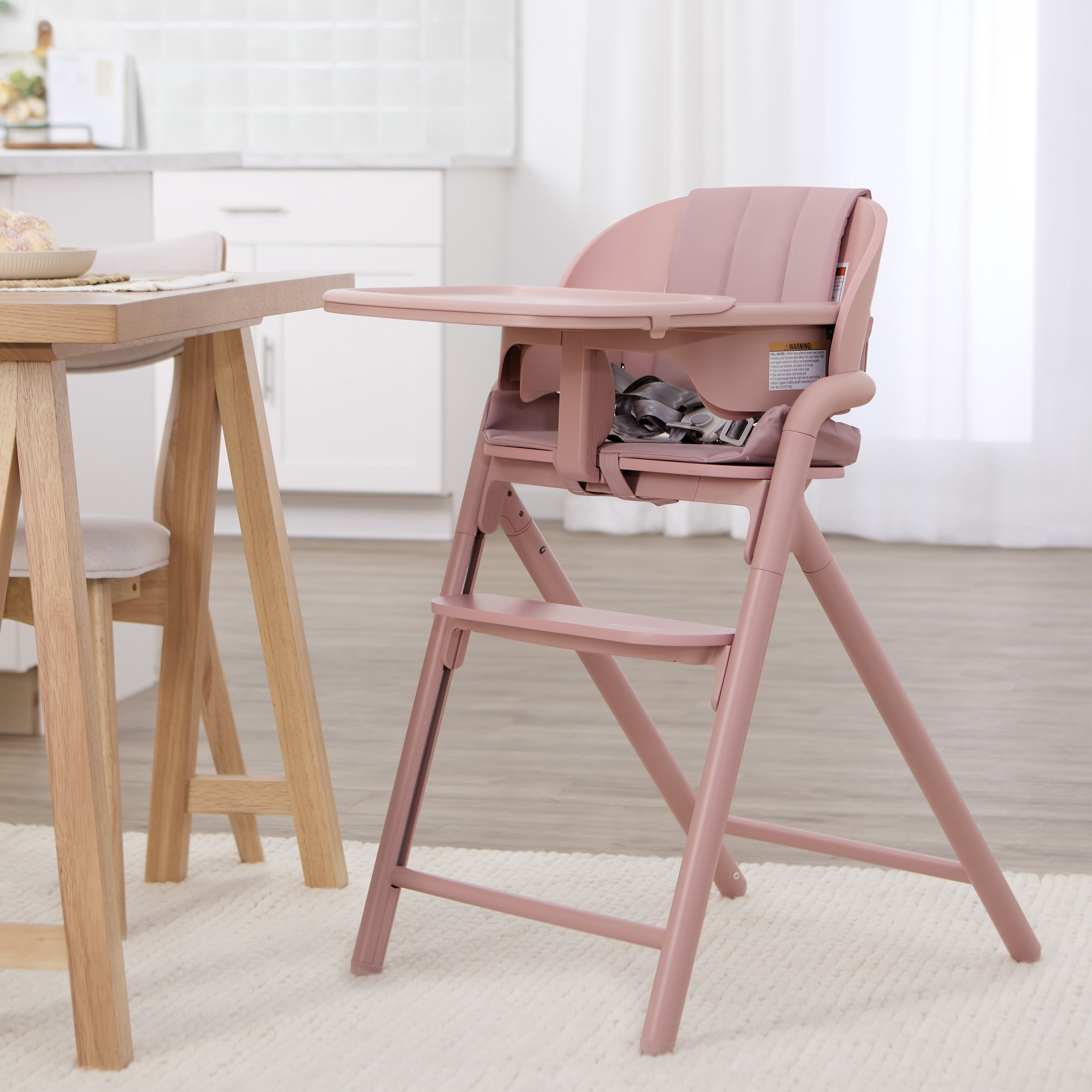Chaise haute convertible Evolur Step and Savor, Rose Petal