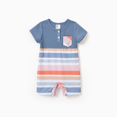 thumbnail image 3 of PatPat T-Shirt Bleu à Manches Courtes Assorti pour la Famille Ou Robe Camisole à Rayures Colorées, 3 of 8