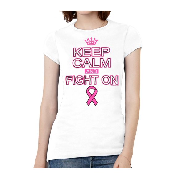 Womens Keep Calm and Fight On Short-Sleeve T-Shirt - White - 2X-Large