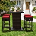 thumbnail image 1 of Costway 5PCS Patio Rattan Bar Table Stool Set Hidden Storage Shelf Cushion Red, 1 of 9