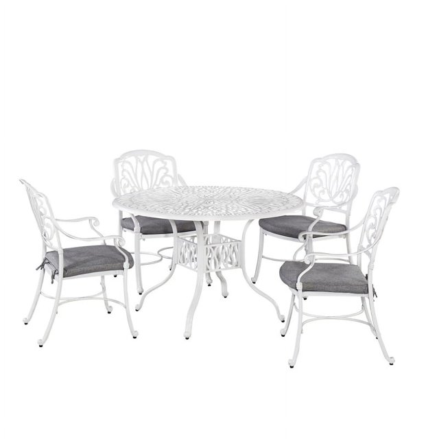 Homestyles Capri Ensemble de Salle à Manger Extérieur 5 Pcs en Aluminium Blanc