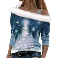 thumbnail image 2 of Qertyioot Sweat-shirt d'Hiver Femmes Christmas Impression, Manches Longues Casual Col Rond Mode Pull Tops, 2 of 5
