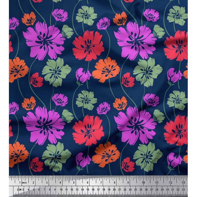 Soimoi Rayon Fabric Artistic Floral Decor Fabric Printed Yard 42 Inch Wide