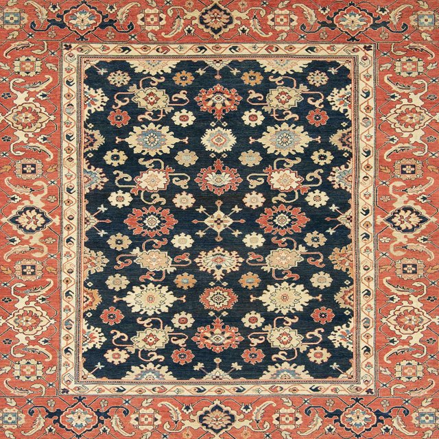 Ahgly Company Indoor Square Abstract Red Brown Abstract Area Rugs, 8' Square