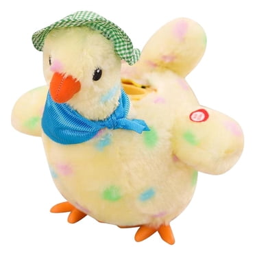 Cartoon Novelty 9inch Hen Laying Eggs Electric Plush Soft Stuffed Music Dancing Yellow