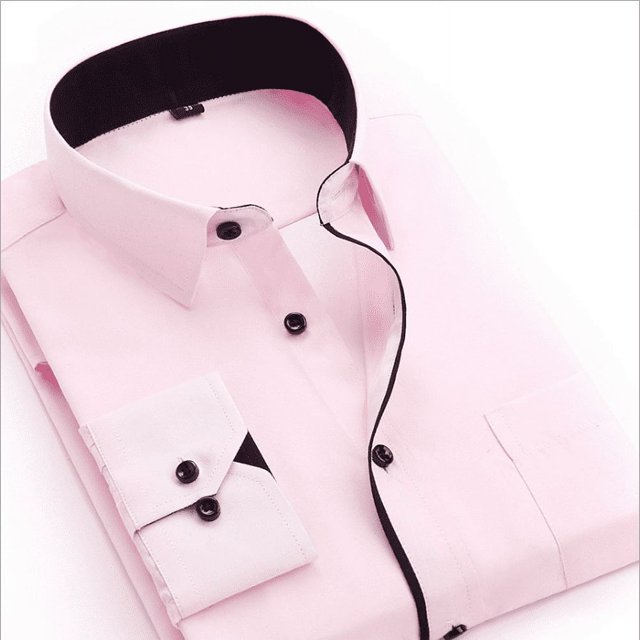 Fashion Men‘s Formal Long Sleeve Shirt Solid Color Button Up Business Work Dress Top