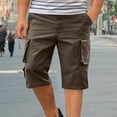 thumbnail image 1 of Sentmoon Mens Cargo Shorts Lightweight Drawstring Elastic Waist Swimsuit Multiple Pockets Straight Wide Leg Solid Color Basketball Shorts 2025 Summer Sport Male for Leisure Wear Brown XXXXL, 1 of 7