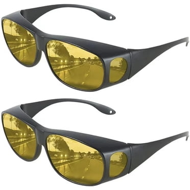2 Pairs Polarized Sunglasses for Men and Women, Fit Over Day/Night Driving Glasses Anti Glare Polarized Sunglasses Matte Black Frame