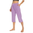 thumbnail image 2 of Meichang Pantalons Capri pour Femmes Yoga Capris avec Poches pour Femmes Printemps Été Capris Taille Haute Extensible Yoga Gym Pantalons Décontractés Raccourcis, 2 of 7