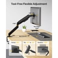 thumbnail image 3 of monTEK Support de Bras pour Moniteur Simple pour Écrans de 17 à 32 Pouces, Support de Moniteur de Bureau en Acier Robuste avec Ressort Mécanique, Mouvement Complet Réglable Moniteur, 3 of 9