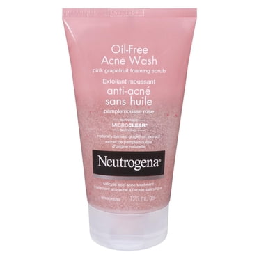 Neutrogena Nettoyant Anti-Acné Sans Huile Exfoliant Moussant, Nettoyant pour le Visage au Pamplemousse Rose