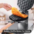 thumbnail image 3 of 1400W Electric Bubble Waffle Maker with 360° Rotation, 50-250℃ Adjustable Temperature, 0-5 Min Timer, Non-Stick Baking Tray (7.7 Inch), Stainless Steel Construction, Detachable Drip Tray, Cool-Touch, 3 of 6