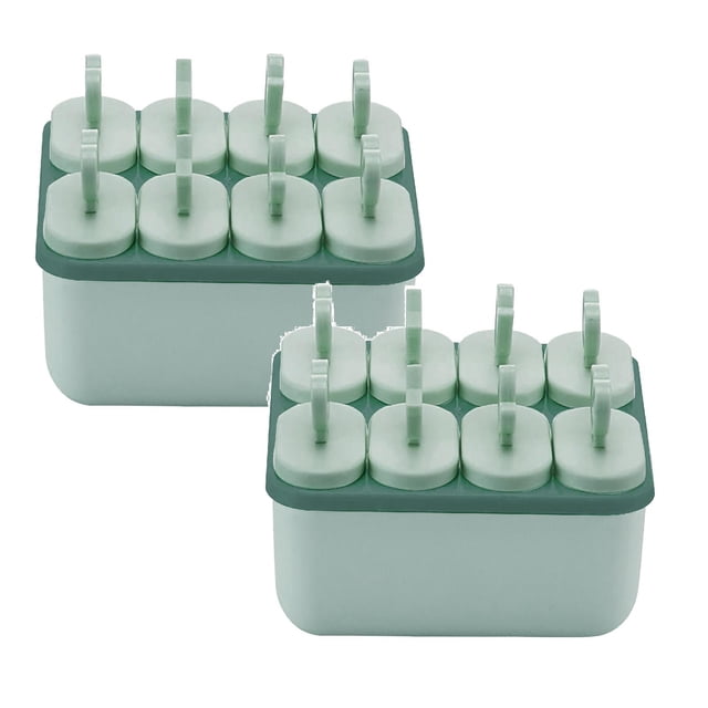 Oleegame 2PC Baby Popsicle Molds With 8PCS Reusable Sticks Which Is Convenient To Clean To Use And Can Be Reused For A Long Time Saving Materials For Making Popsicles. Green