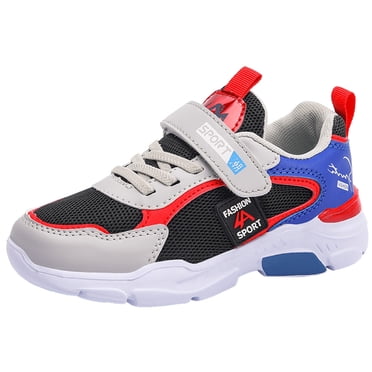 PMVFHDE Boys' Athletic Running Shoes Lightweight with Breathable Mesh | Non-Slip Sneakers for Toddler Youth 5-15 Years | Tennis Walking Sport Shoes for All-Day Comfort Red,6-7 Years