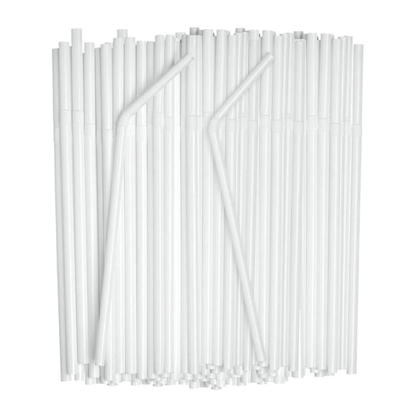 Bwiyojiz Count 100pcs 8.26x0.23" Individually Packaged White Plastic Flexible Straw Kitchen Dining Room Home, Plastic, Gifts for Yourself