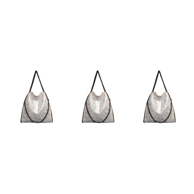 kurtrusly 1/2/3 Wide Application Convenient And Practical Chain Handbag For Women - Foldable Shoulder Bag Fashion PU Chain Shoulder Bag silvery 3PCS