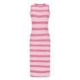 thumbnail image 5 of Staron Robes d'Été Roses pour Femmes 2025 Tendance Décontractée Midi Sans Manches Robe Moulante Décontractée Robes d'Été Ajourées Fente Latérale Rayée Longue Robe Débardeur L, 5 of 5