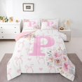 thumbnail image 2 of Erosebridal Ensemble de Literie Initiale A-Z Simple, Couette Lettre Initiale P, Décor Rose, Réversible 2 Pcs, 2 of 8