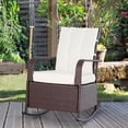 thumbnail image 2 of Outsunny Wicker Rocking Chair with Soft Cushion Adjustable Footrest Cream, 2 of 10