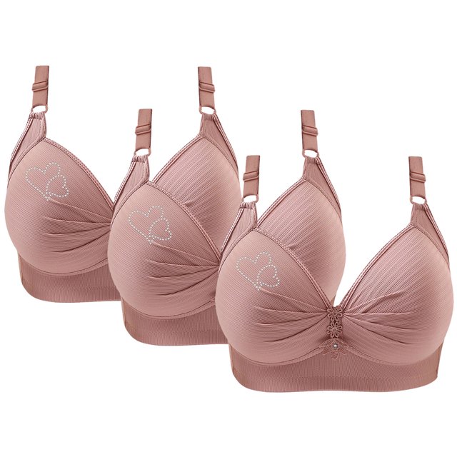 Bras for Women, 3PCS Womans Printing Gathered Together Large Size Daily Bra Underwear No Rims