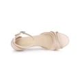 thumbnail image 4 of BLISSFUL STEP Women's Rhinestone Mesh Kitten Heels Sandals Nude (Size 7.5), 4 of 6