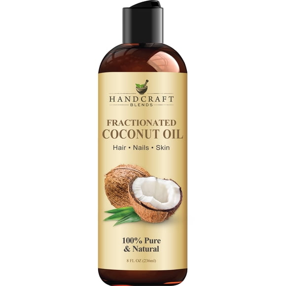 Handcraft Blends Fractionated Coconut Oil - 8 Fl Oz - 100% Pure and Natural - Premium Grade Oil for Skin and Hair - Carrier Oil - Hair and Body Oil - Massage Oil