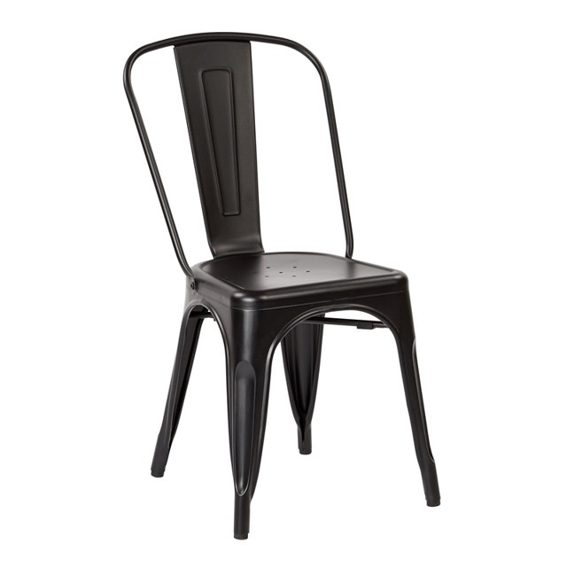 Bristow Armless Metal Chair in Matte Black Finish 4 Pack