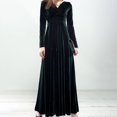 thumbnail image 4 of Robe de Soirée à Manches Longues en Velours Doré Automne et Hiver pour Femmes, 4 of 9