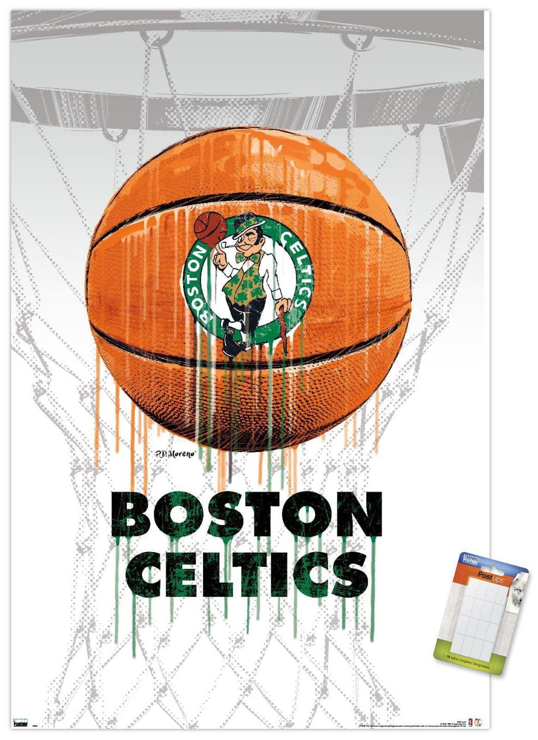 NBA Boston Celtics - Drip Ball 20 Wall Poster, 22.375" x 34" Framed