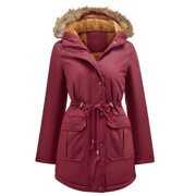 EGNMCR Womens Long Puffer Coat, Long Sleeve Padded Winter Down Coats, Hooded Parka Jacket Women's Fashion Top Hooded Outwear Thickening Coat Long Sleeve Coat Parkas Women Coat