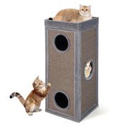 Costway 4-Story Cat House 39" Cat Condo with Scratching Posts & 4 Soft Plush Cushions Gray