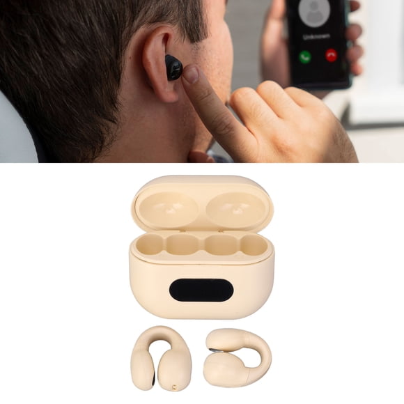Bone Conduction Earbuds, Low Latency Earbuds Comfortable Active Noise Cancellation for Sports White,Skin Color